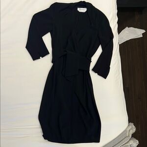 MaxMara Elegant Black Long Sleeve Wrap Dress